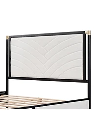 Streamdale Furniture Full size Bed with Boucle fabric Headboard Frame