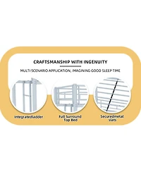 Streamdale Furniture Twin Over Twin Metal Bunk Bed with Ladders & Guardrail