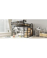 Streamdale Furniture Queen Loft Bed with Stairs & Storage - Black
