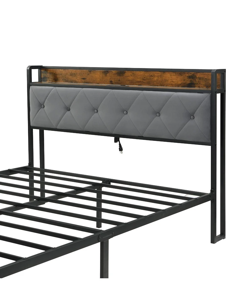 Streamdale Furniture King Bed Frame Led Headboard Storage Drawers Usb Charging