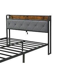 Streamdale Furniture King Bed Frame Led Headboard Storage Drawers Usb Charging