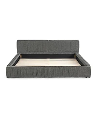 Streamdale FurnitureQueen Upholstered Platform Bed with Headboard, Chenille Fabric, Grey