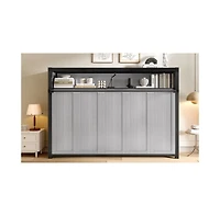 Streamdale Furniture Twin Murphy Bed with Shelves, Foldable Metal Wall Bed - Gray