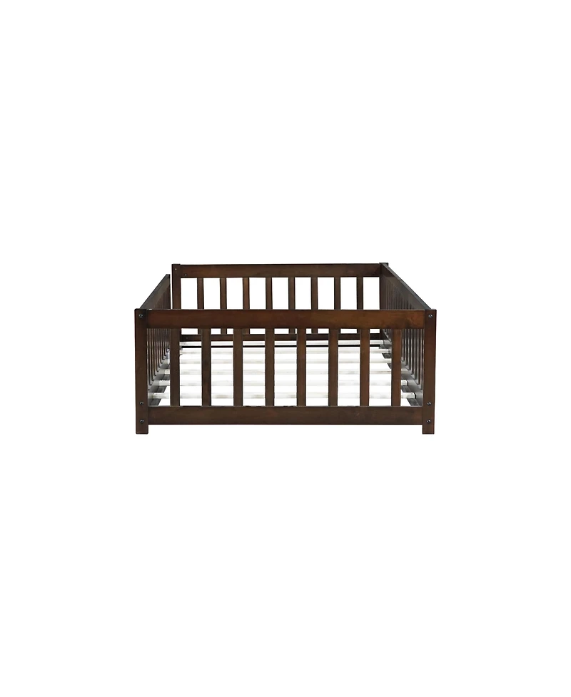 Streamdale Furniture Twin Floor Bed with Fence