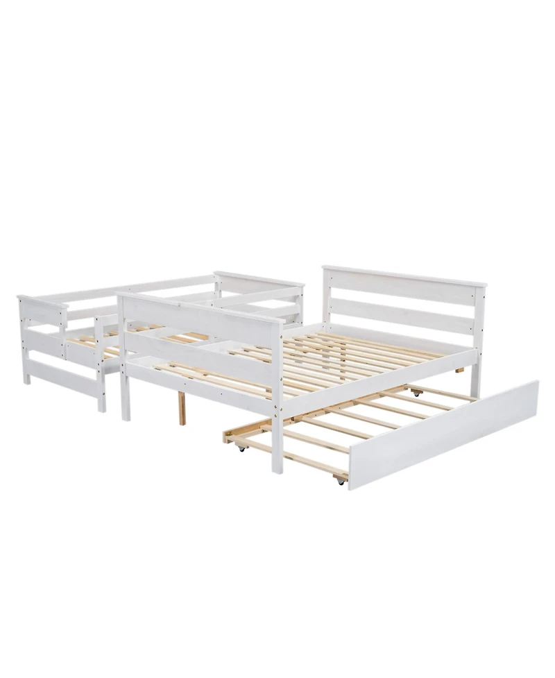 Streamdale Furniture Wood Twin over Full Bunk Bed with Twin Size Trundle