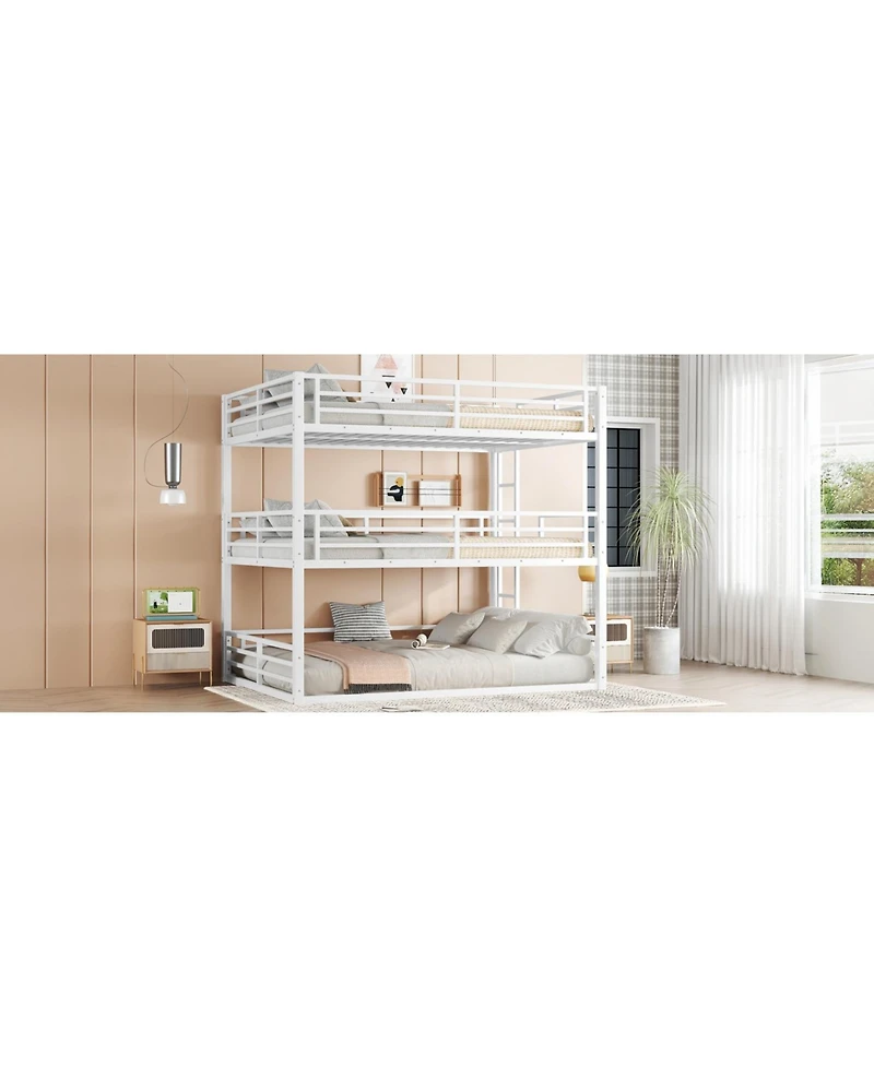 Streamdale Furniture Queen Triple Bunk Bed, Metal