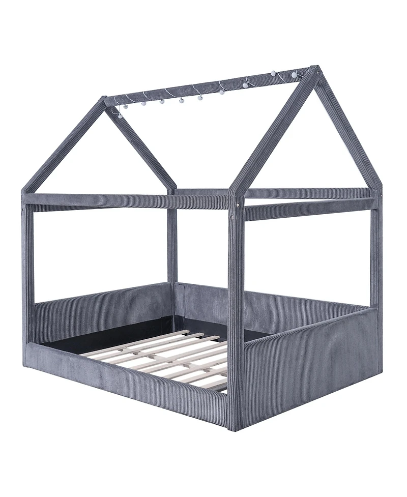 Streamdale Furniture Upholstered House Daybed with Led Light Strips