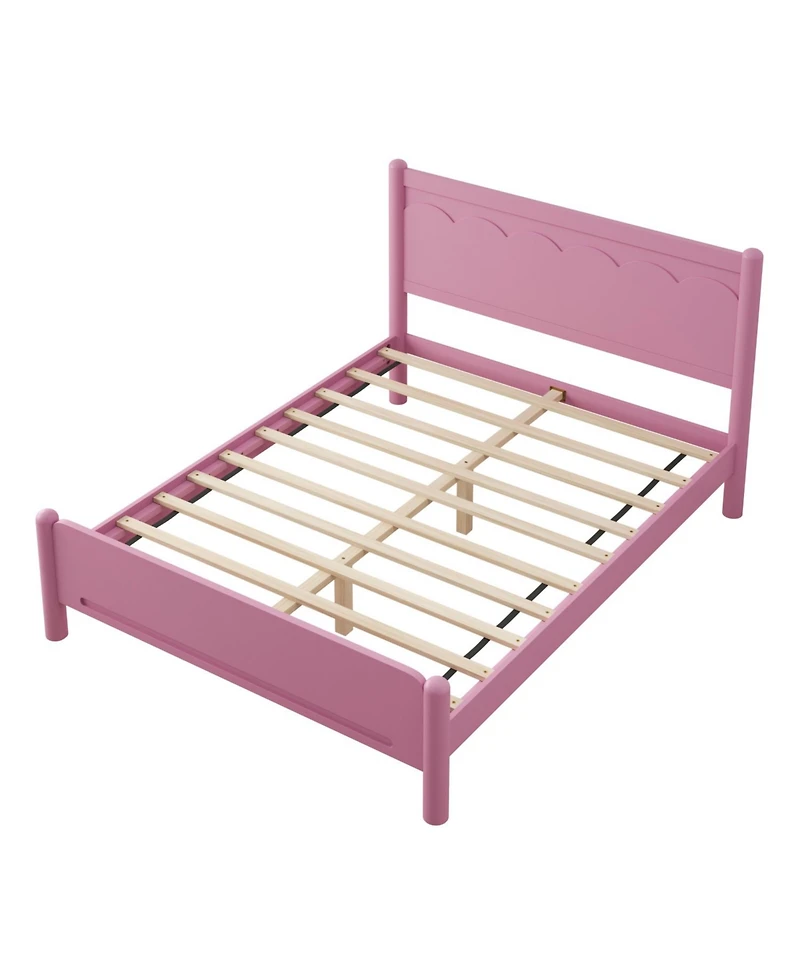 Streamdale Furniture Wood Platform Bed Frame with Headboard and Wooden Slat Support