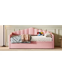 Streamdale Furniture Upholstered Twin Daybed with Pop Up Trundle, Usb Port, Pockets, No Box Spring