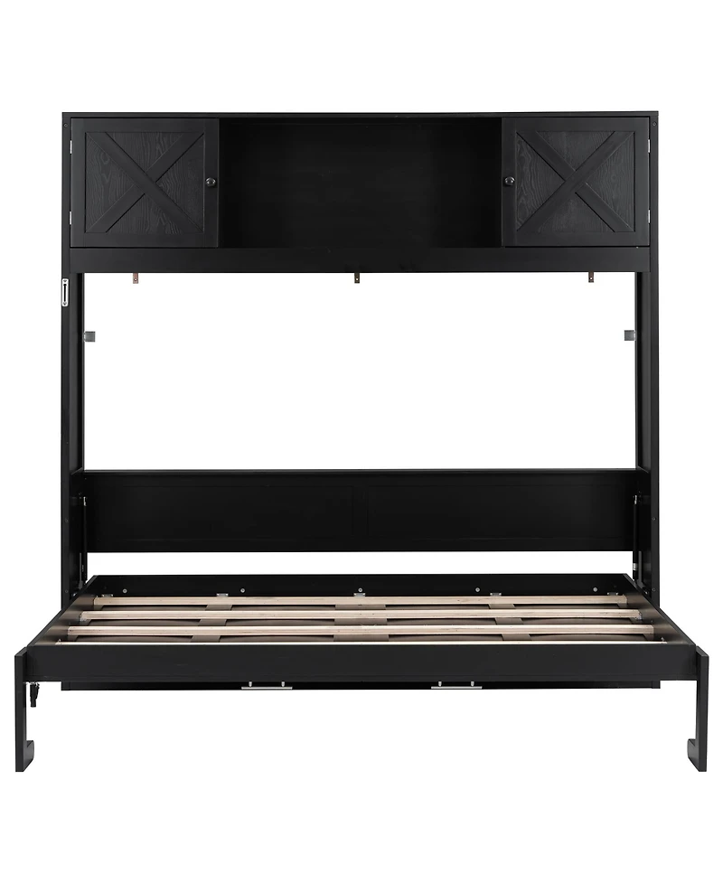 Streamdale Furniture Full Size Murphy Bed with Storage Cabinets, Black