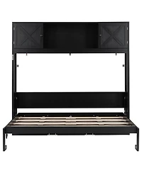 Streamdale Furniture Full Size Murphy Bed with Storage Cabinets, Black