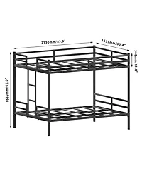 Streamdale Furniture Queen Bunk Bed, Metal Bed Frame with Full-Length Guardrail and Ladder, Black
