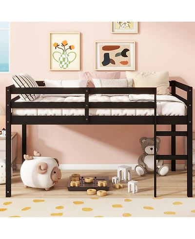 Streamdale Furniture Solid Wood Twin Loft Bed with Ladder