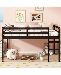 Streamdale Furniture Solid Wood Twin Loft Bed with Ladder