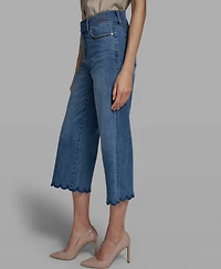 Karl Lagerfeld Paris Women's Scallop Cropped Denim Pants