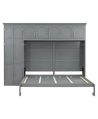 Streamdale Furniture Queen Size Murphy Bed Wall Bed with Cabinets,Gray