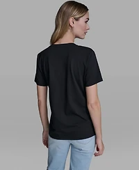 Karl Lagerfeld Paris Women's Rose Trim Knit Crewneck Top