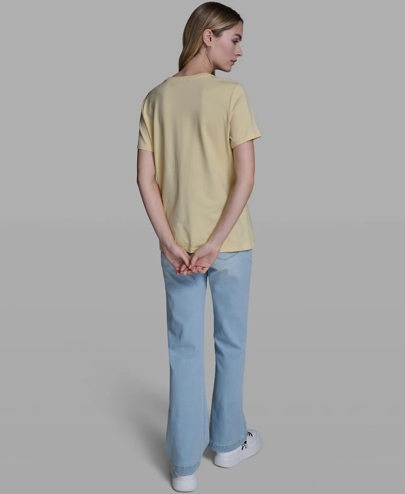 Karl Lagerfeld Paris Women's Rose Trim Knit Crewneck Top