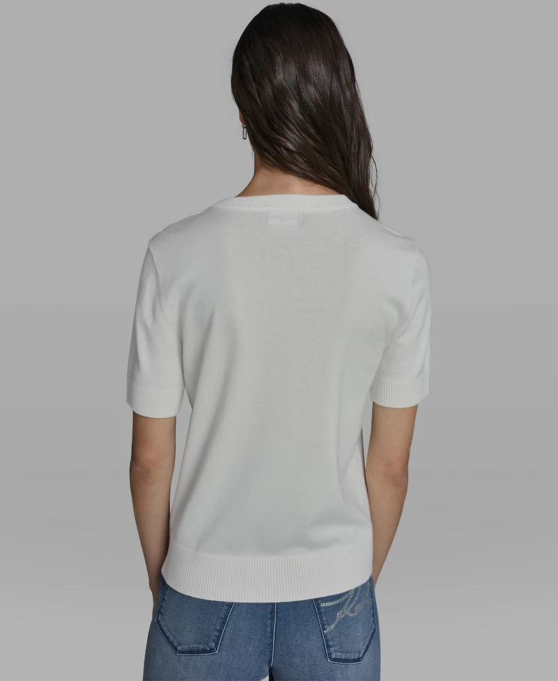Karl Lagerfeld Paris Women's and Choupette Crewneck Graphic Sweater