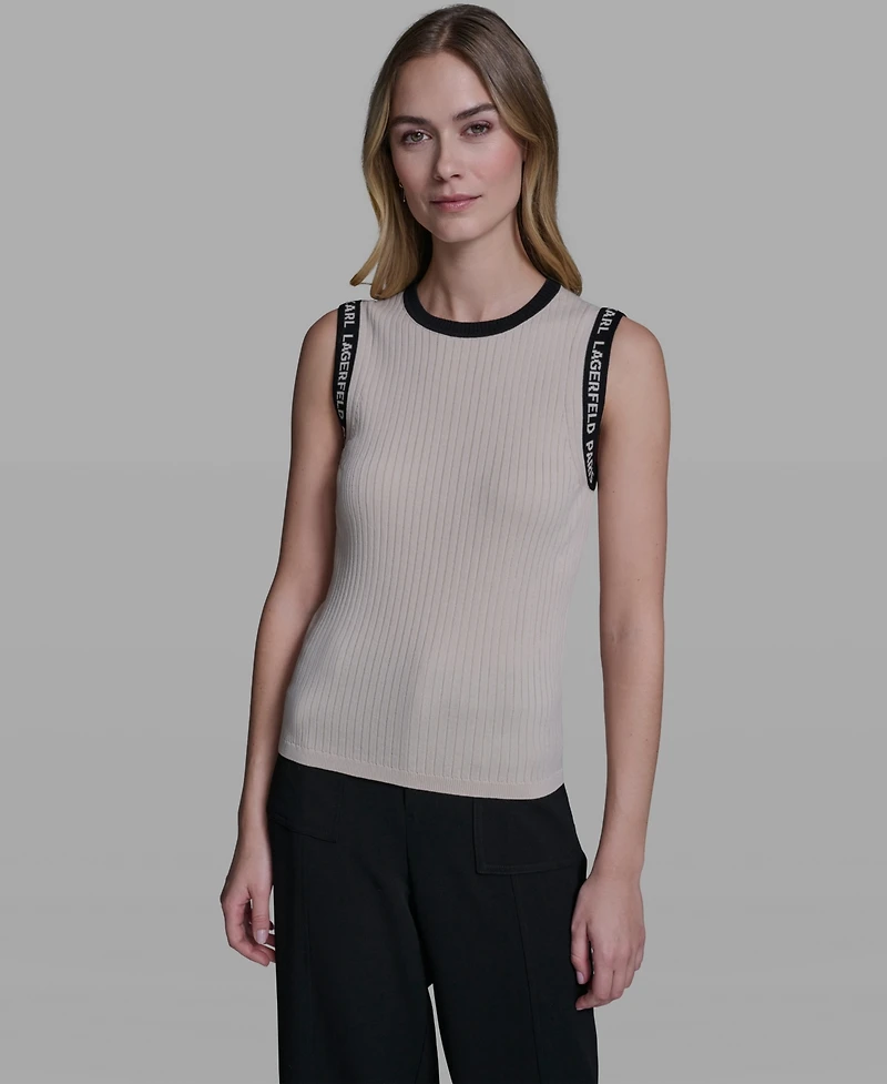Karl Lagerfeld Paris Women's Sleeveless Klp Trim Tank Top