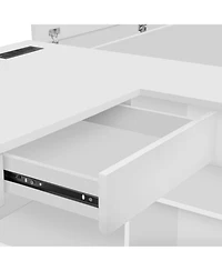 Streamdale Furniture Full Wooden Platform Bed with 6 Drawers, Shelves, desk and Wardrobe