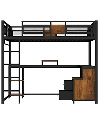 Streamdale Furniture Queen Loft Bed with Desk & Storage