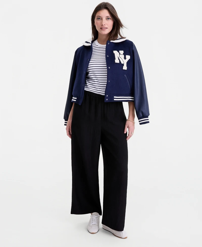 On 34th Women's Crinkle Satin Wide-Leg Pull-On Pants, Regular & Short, Macy's Exclusive