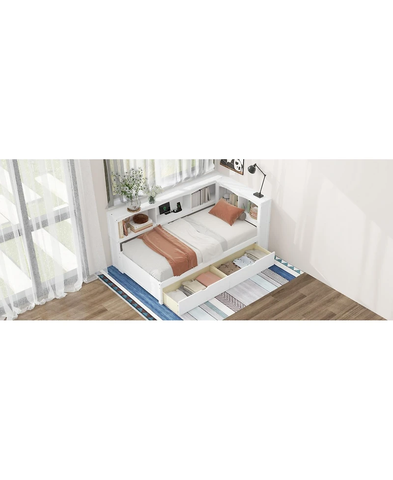 Streamdale Furniture Twin Wood Daybed with Storage & Usb