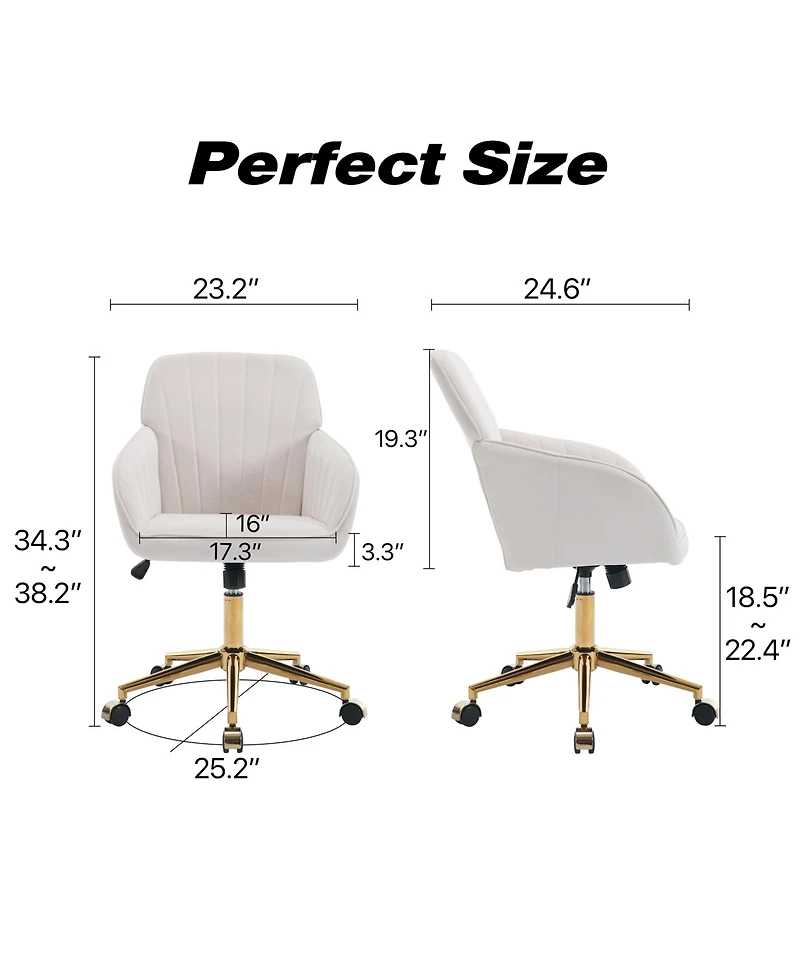 Streamdale Furniture Luxurious Ergonomic Office Chair with Gold Base for Comfort and Style