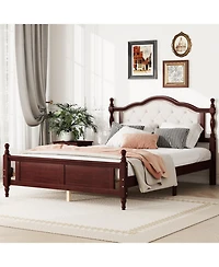 Streamdale Furniture Queen Pine Bed with Upholstered Headboard and Footboard