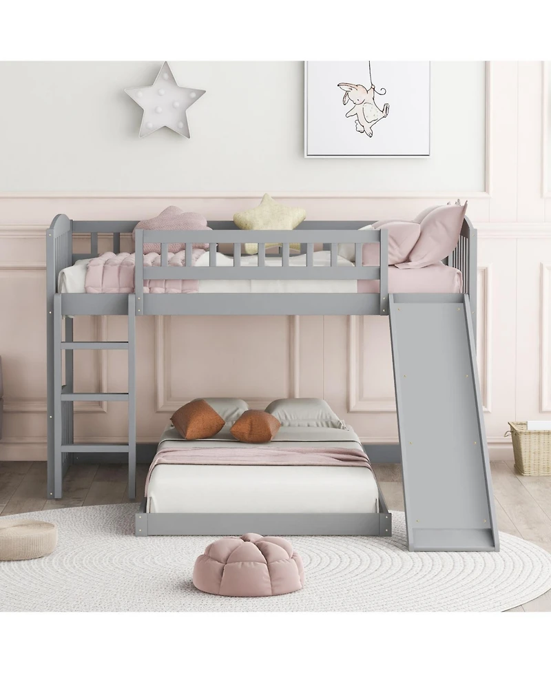 Streamdale Furniture Twin Over Bunk Bed with Slide and Ladder