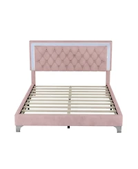 Streamdale Furniture Queen Upholstered Bed Frame with Led Lights