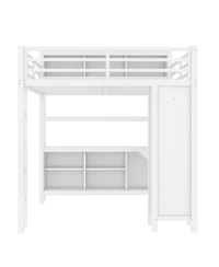 Streamdale Furniture Queen Loft Bed with Desk & Wardrobe