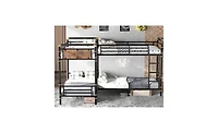 Streamdale Furniture Quad Bunk Bed, Heavy Duty Metal, Detachable Triple/Twin, Black