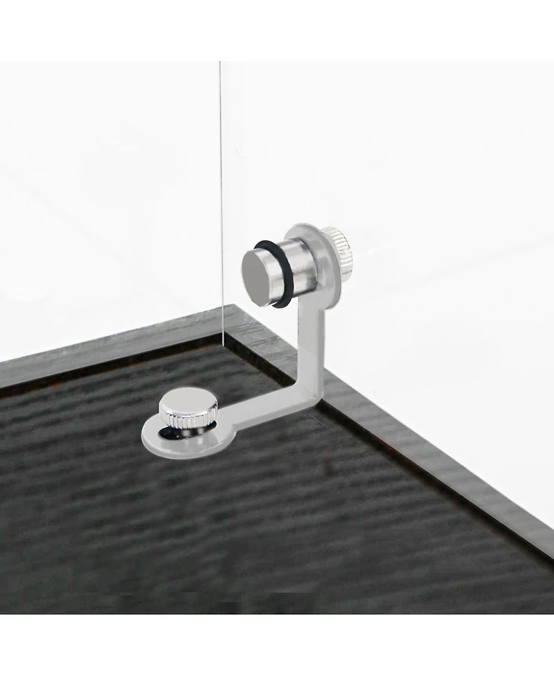 Streamdale Furniture Black Tempered Glass Cabinet w/ Led, Lock & Wheels