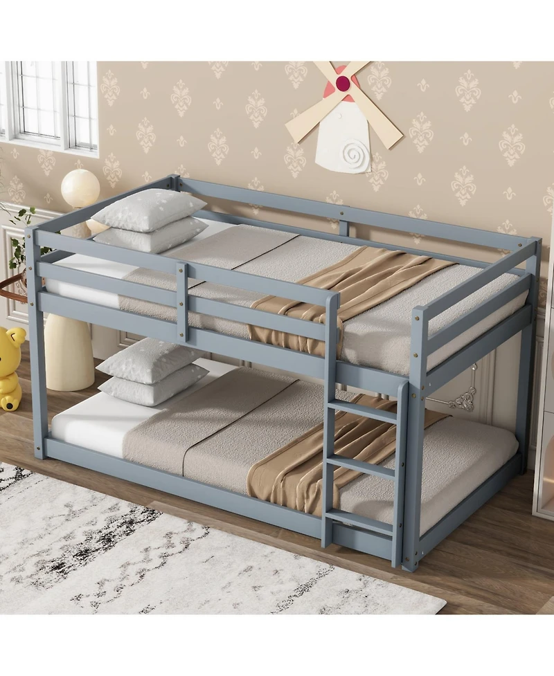 Streamdale Furniture Twin over Twin Loft Bed with Ladder, Solid Wood