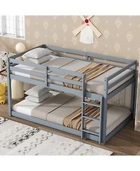 Streamdale Furniture Twin over Twin Loft Bed with Ladder, Solid Wood