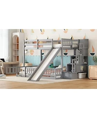 Streamdale Furniture Twin-Over-Full Bunk Bed with Slide and Storage
