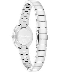 Calvin Klein Women's Twisted Bezel Silver Tone Stainless Steel Bracelet Watch, 24mm