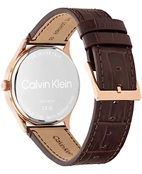 Calvin Klein Men's Tailored Dark Brown Leather Strap Watch, 42mm