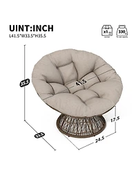 Streamdale Furniture Ergonomic Wicker Chair with Plush Cushion, Durable Cover, Sturdy Frame, Smooth Swivel