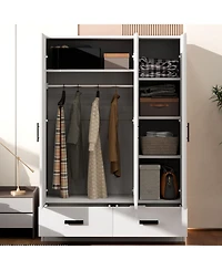 Streamdale Furniture 3 Door Wardrobe Closet with Storage Drawers, Shelves and Hanging Rod