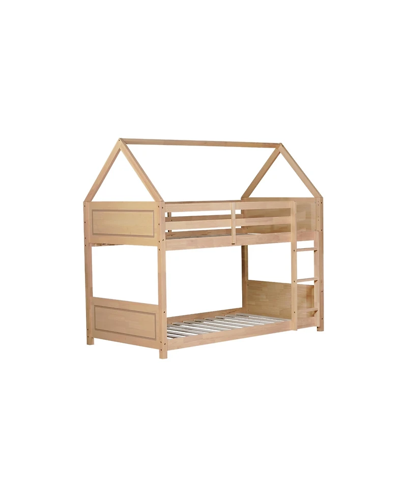 Streamdale Furniture Streamdale Twin Over Twin Bunk Bed with Headboards and Safety Guardrails
