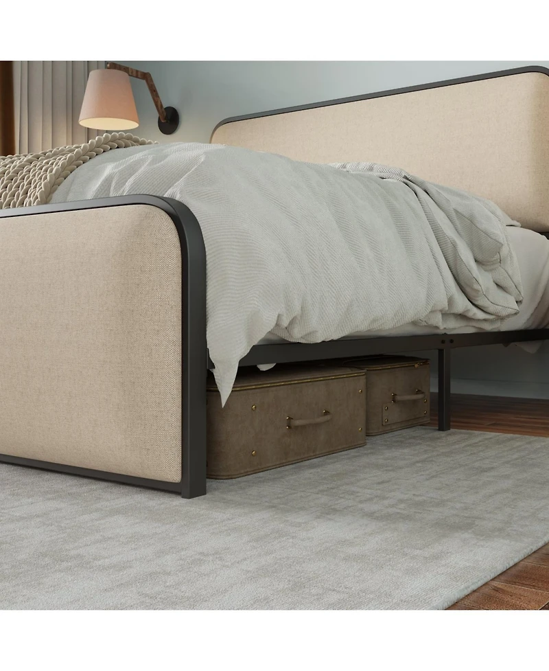 Streamdale Furniture Streamdale Modern Queen Bed Frame with Upholstered Headboard, Footboard, and Underbed Storage