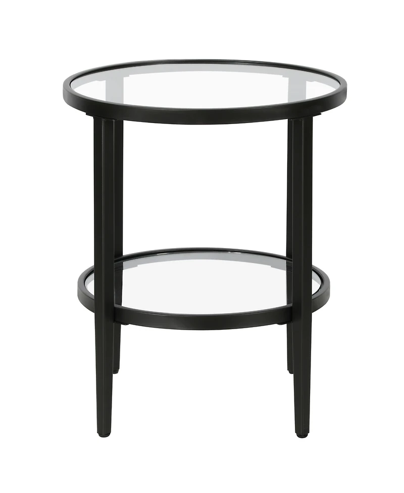Hudson & Canal Hera 20" Wide Round Side Table with Glass Shelf
