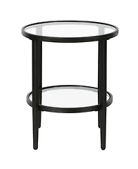 Hudson & Canal Hera 20" Wide Round Side Table with Glass Shelf