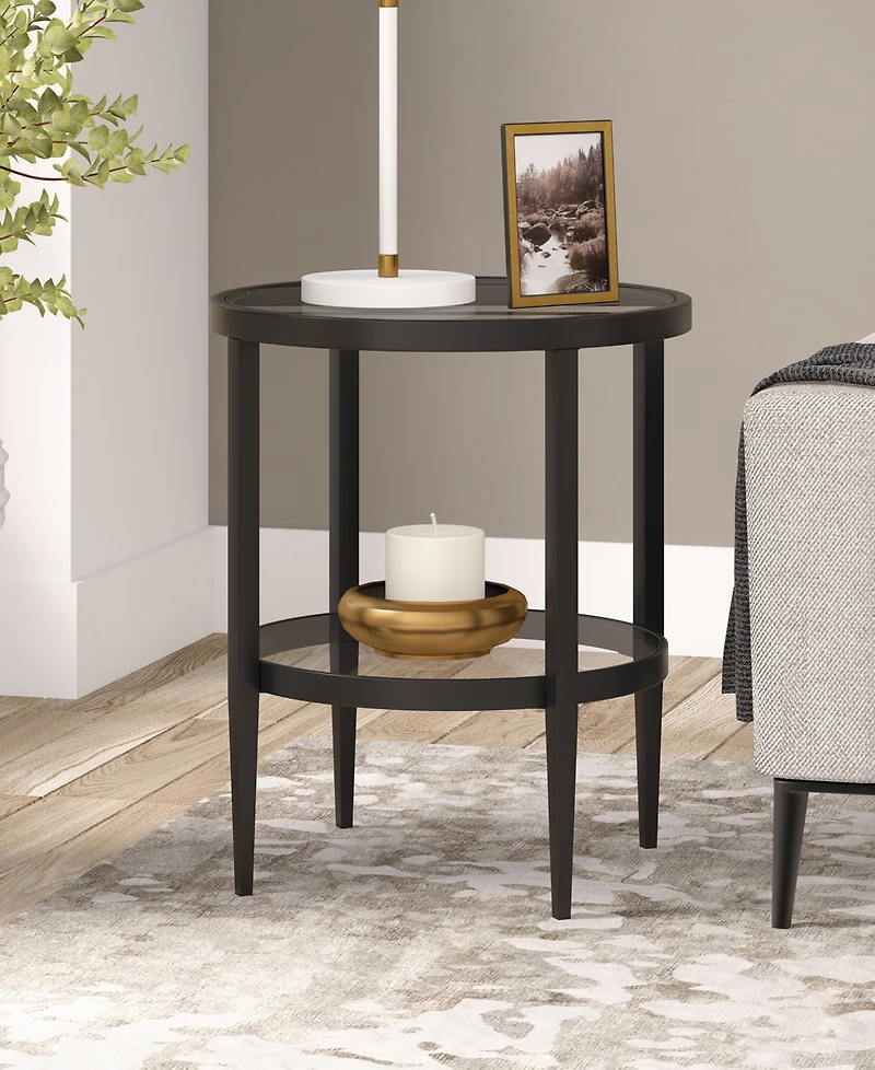 Hudson & Canal Hera 20" Wide Round Side Table with Glass Shelf