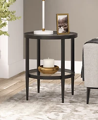 Hudson & Canal Hera 20" Wide Round Side Table with Glass Shelf