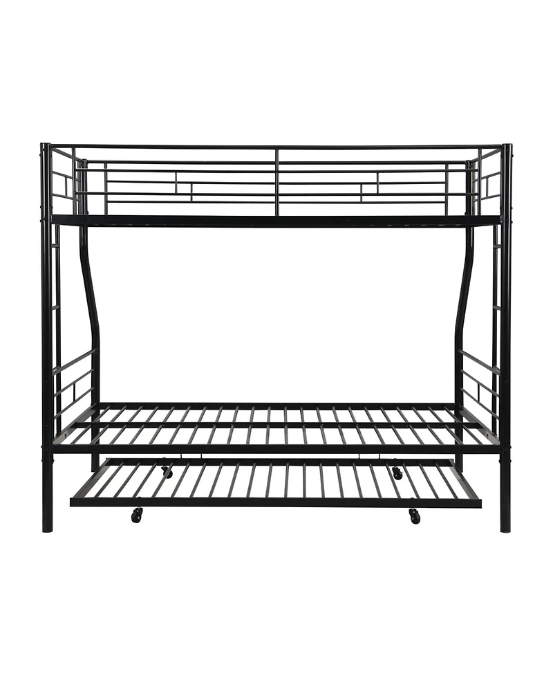 Streamdale Furniture Twin Over Full with trundle Metal Bunk Bed, No Box Spring Needed, Easy Assemble