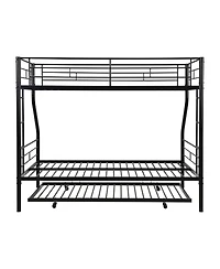 Streamdale Furniture Twin Over Full with trundle Metal Bunk Bed, No Box Spring Needed, Easy Assemble